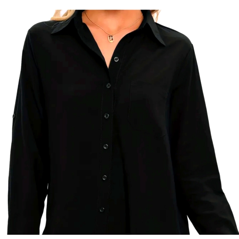 Black casual dress shirt.
